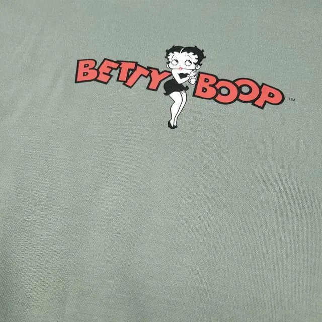 Betty Boop 베티붑 피스타치오 그린 블랙 레드 로고프린팅 암프린팅