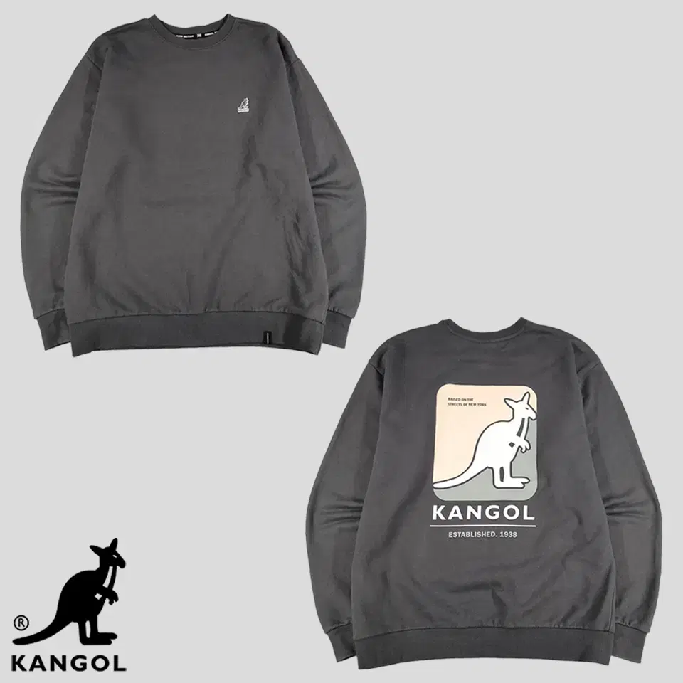 Kangol Pigment Charcoal Logo Patch Embroidered Big Printed Cotton100 T-shirt M