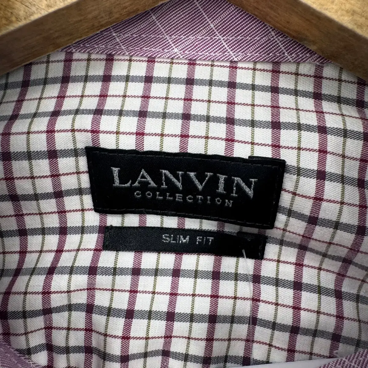 LANVIN 랑방 슬림핏 체크 셔츠 남방 (105 size / WINE)