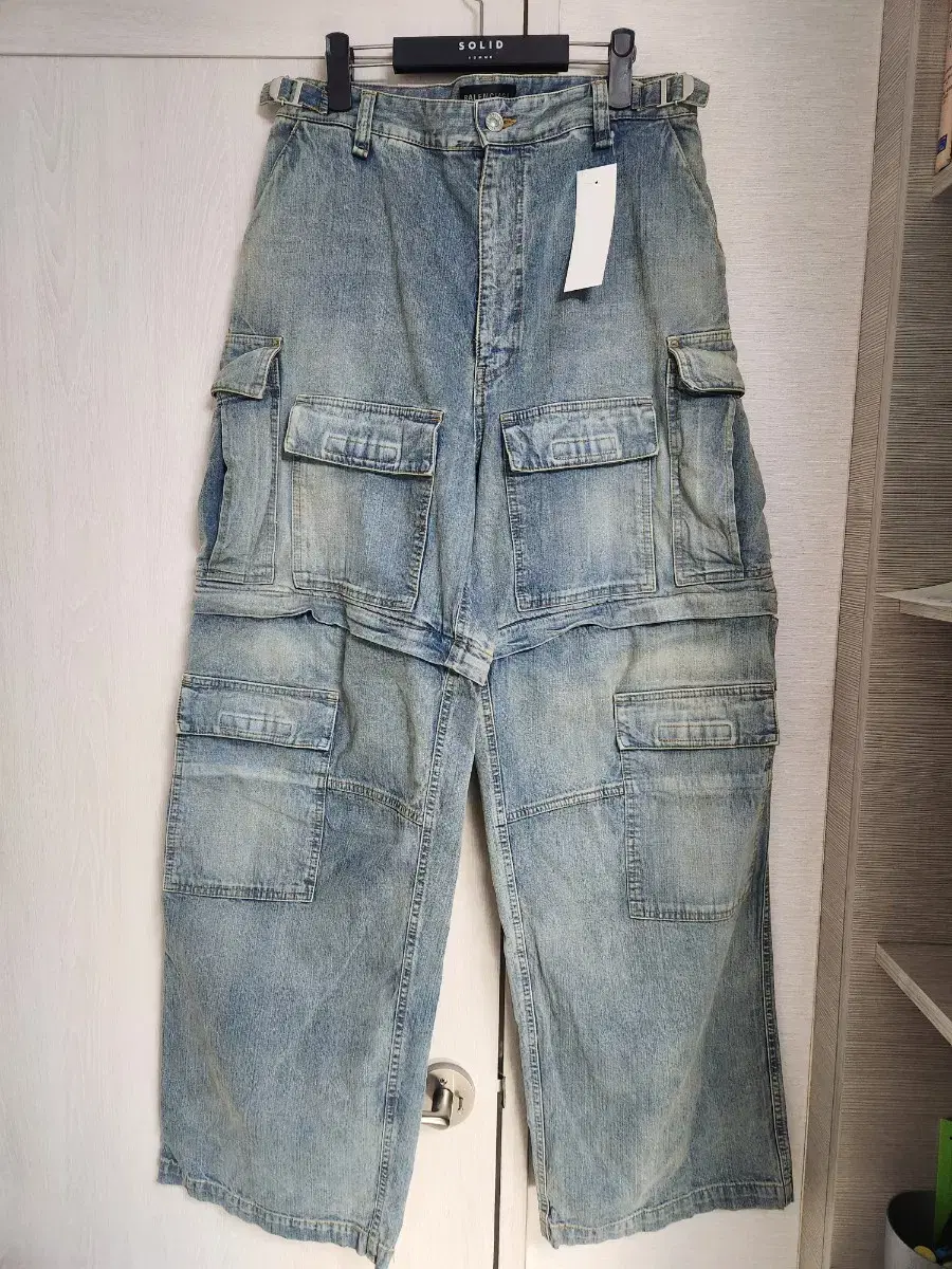 [S] 24SS Balenciaga Convertible Denim Cargo Pants Light Blue