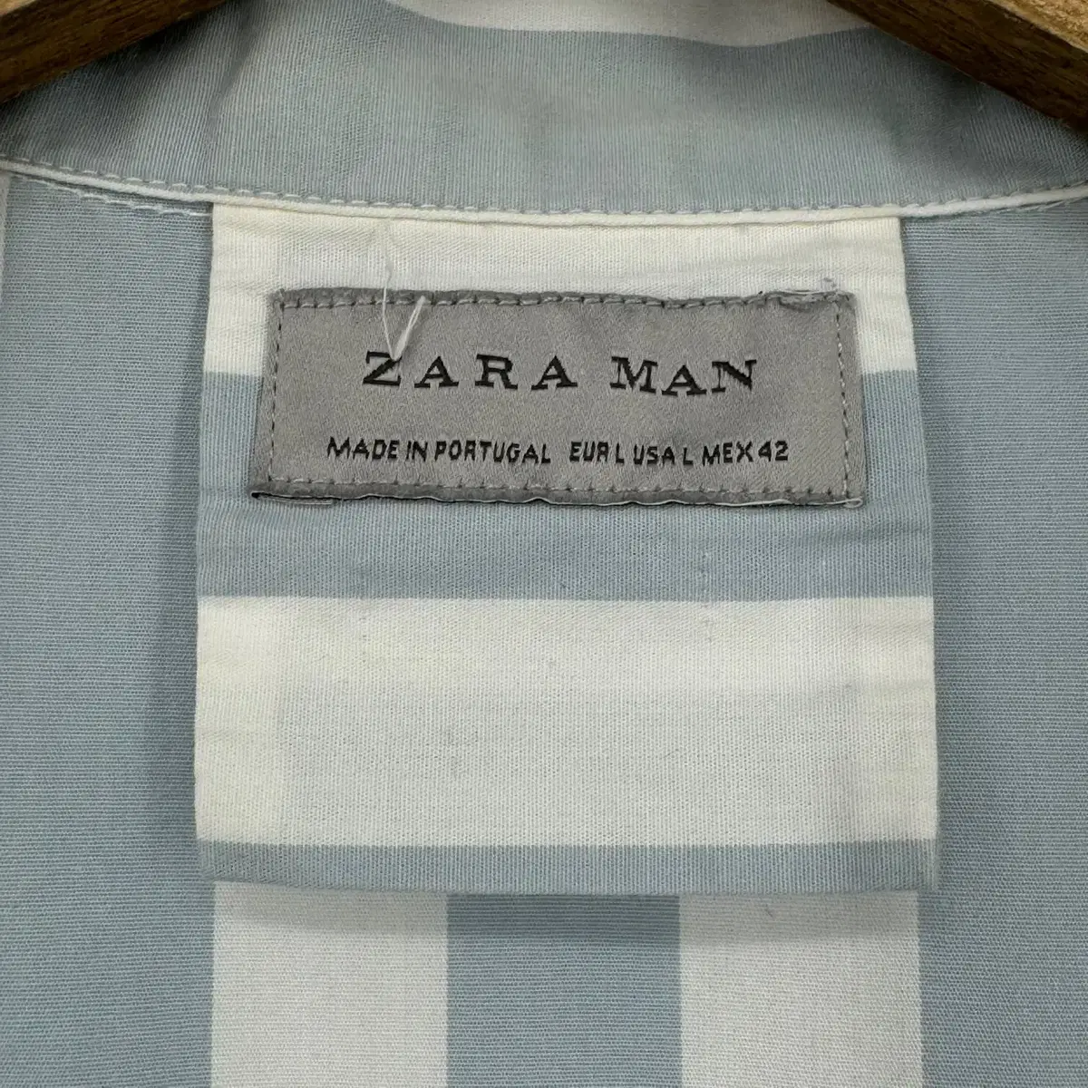 ZARA 자라 맨 스트라이프 반팔 남방 셔츠 (L size / BLUE)