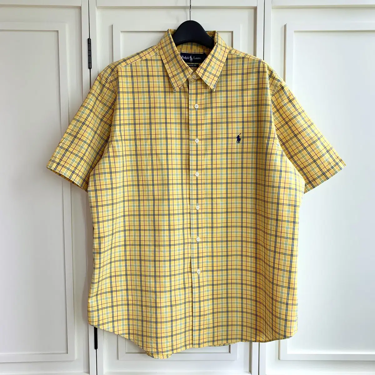 [3XL]Polo yel check short sleeve shirt CK7893