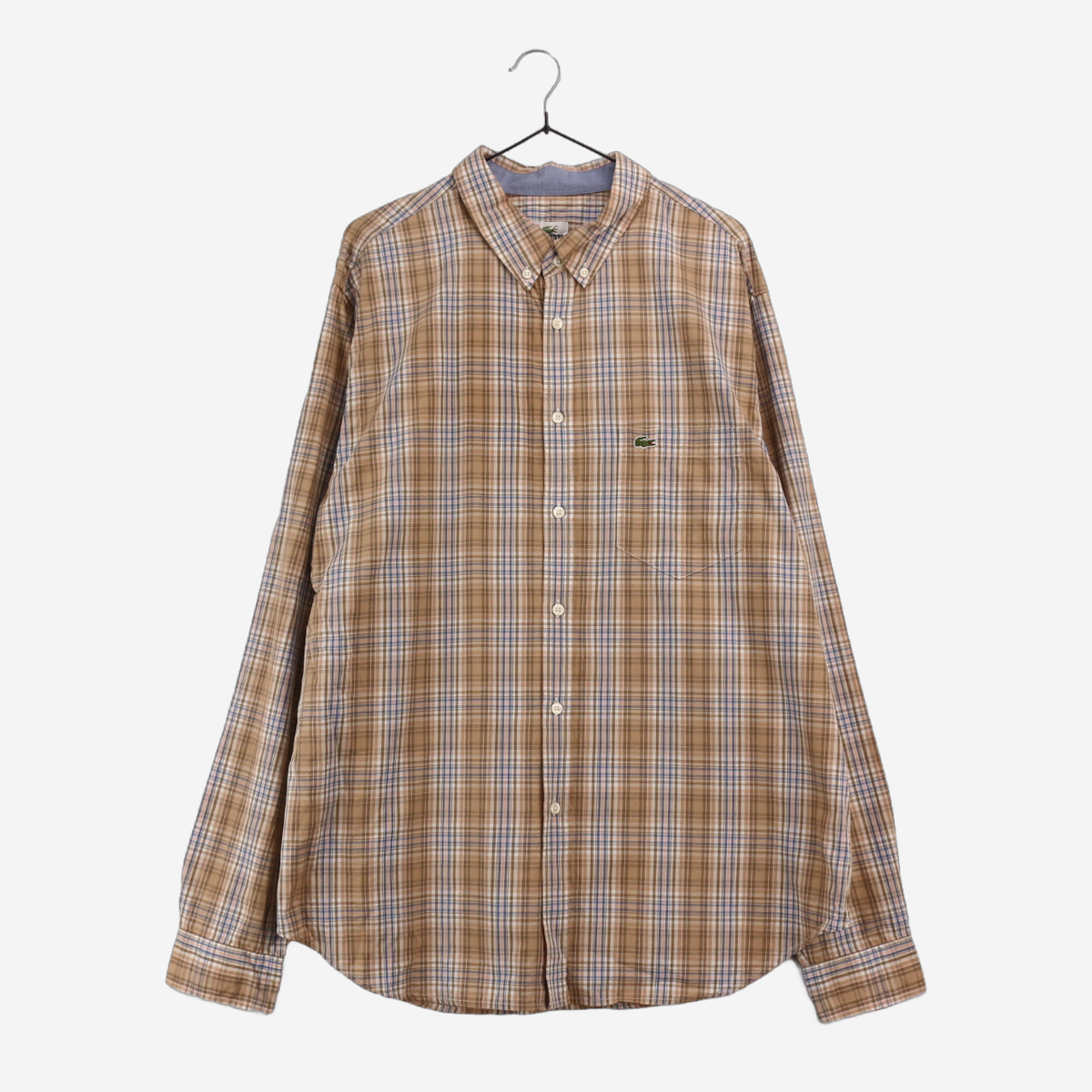 [46]Lacoste Regular Fit Brown Check Long Sleeve Shirt (SW2215)