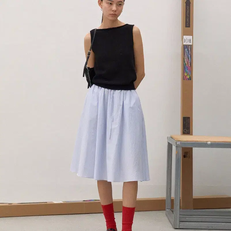 브렌다브렌든 easy cotton skirt - sky