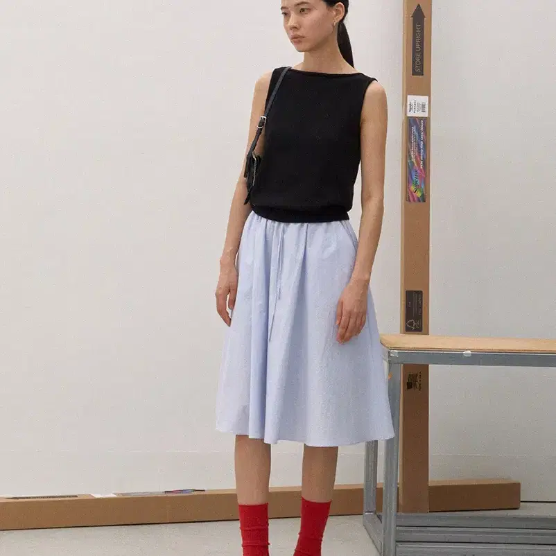 브렌다브렌든 easy cotton skirt - sky