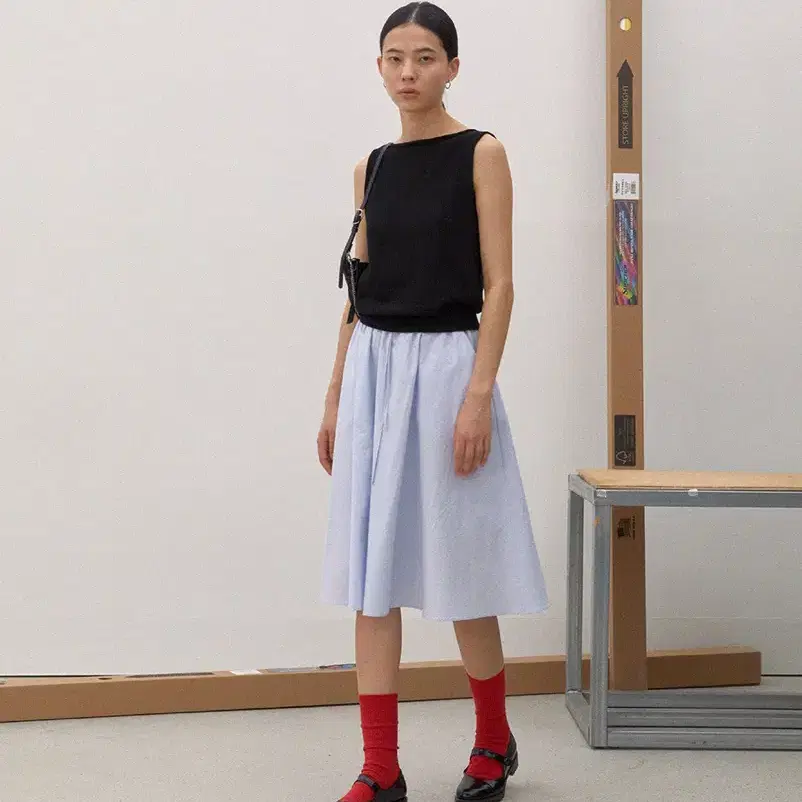 브렌다브렌든 easy cotton skirt - sky