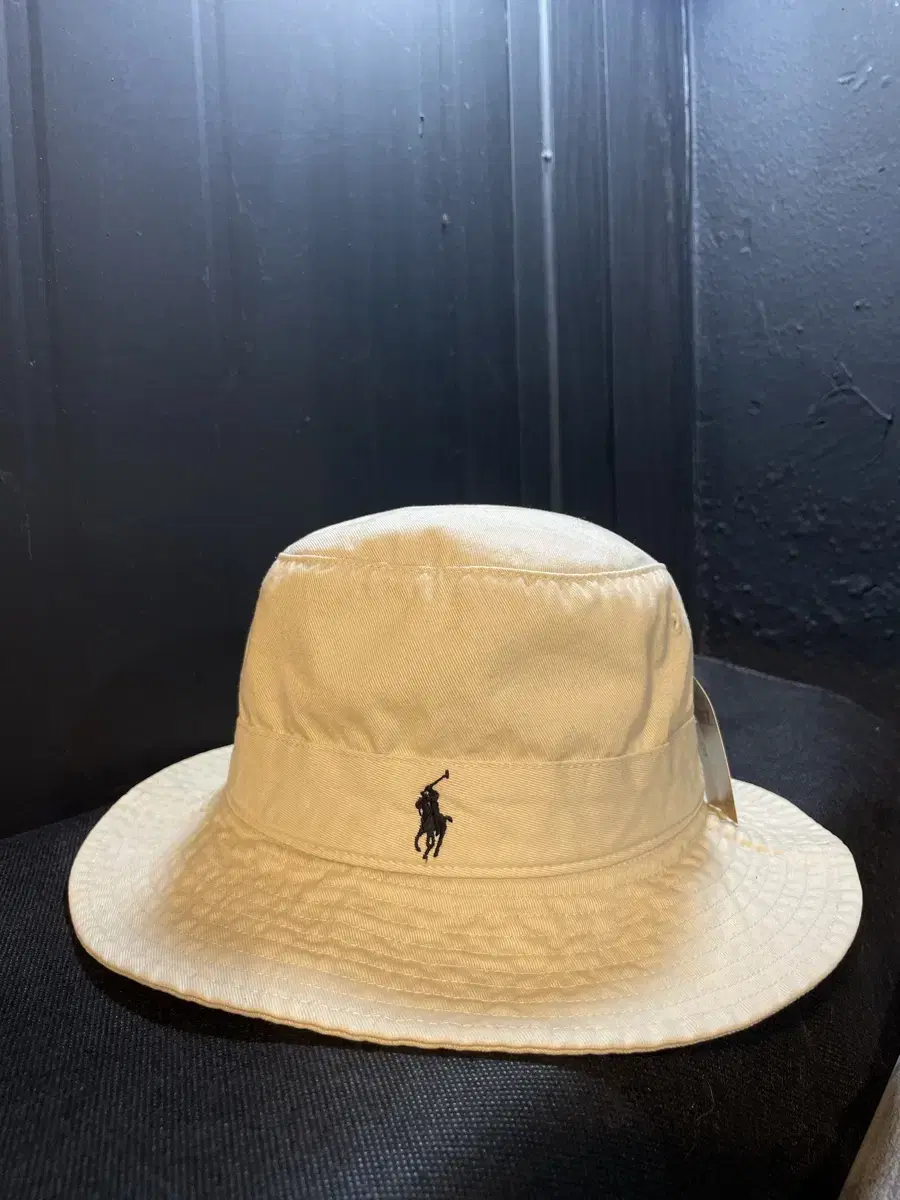 Beige Polo Ralph Lauren Pony Logo Embroidered Bucket Hat