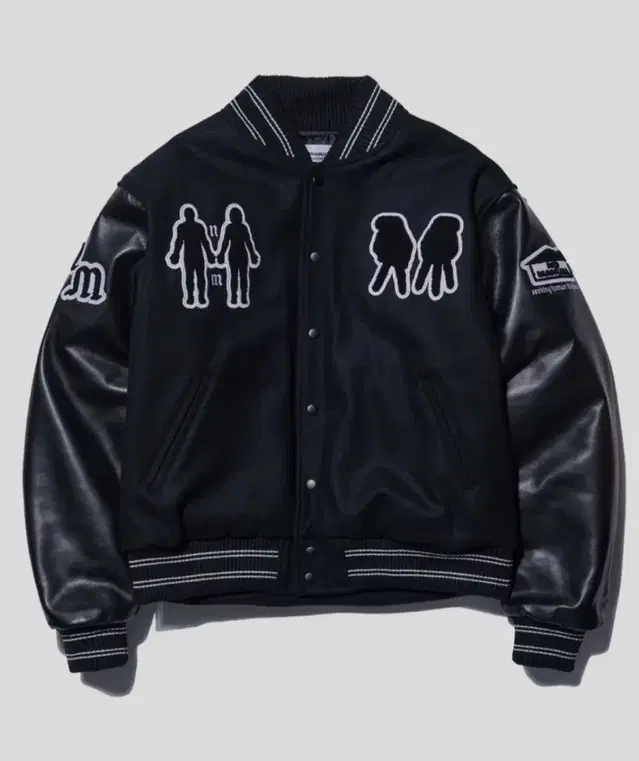 노매뉴얼 wl varsity jacket - black