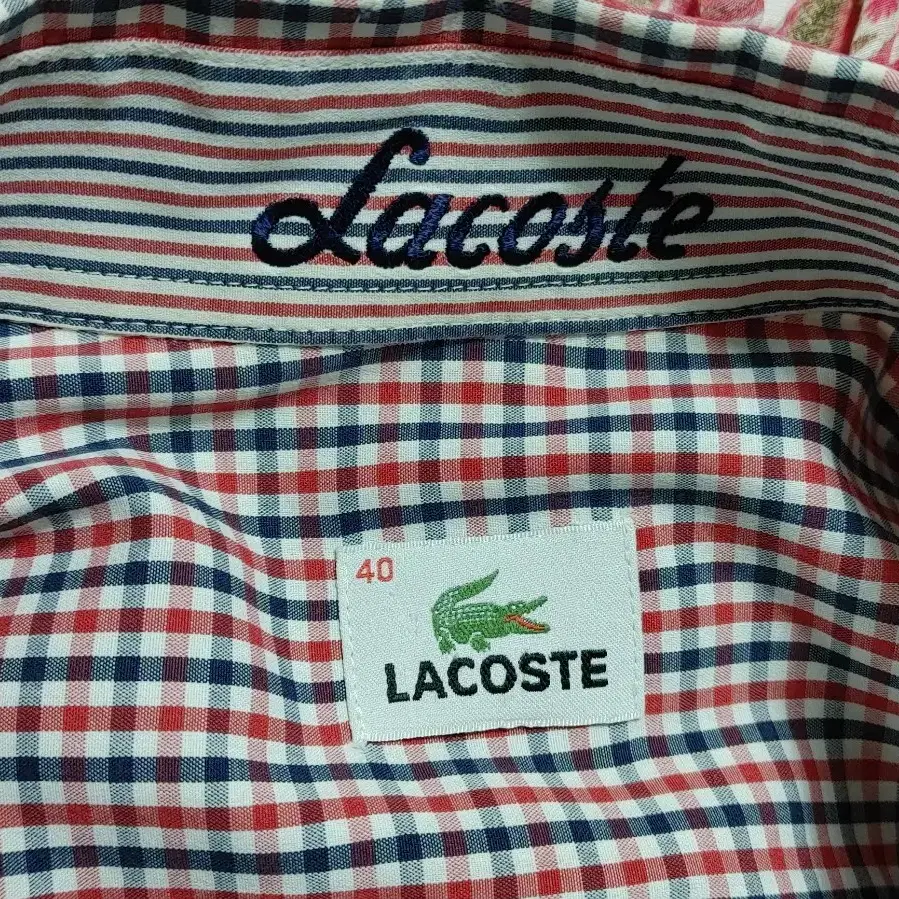 LACOSTE 라코스테 남성 스판 잔체크 긴팔셔츠