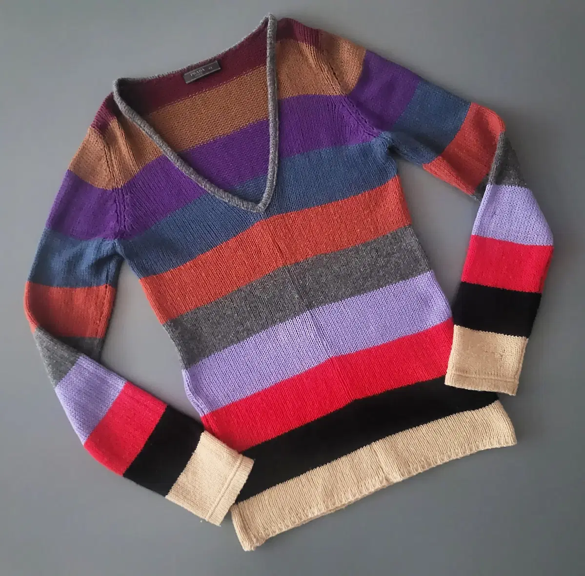 Prada Multistripe V-Neck Knit