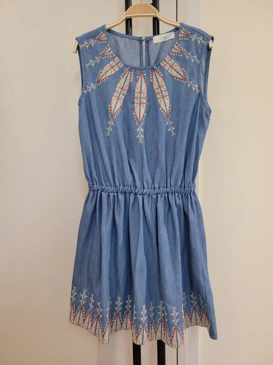 LINEBYLINE Ethnic embroidered denim ONEPIECE size 55~66