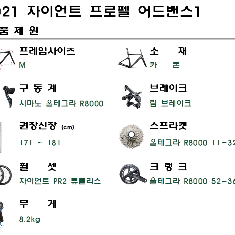 2021자이언트 프로펠 어드밴스1 M사이즈 울테그라 R8000 카본로드