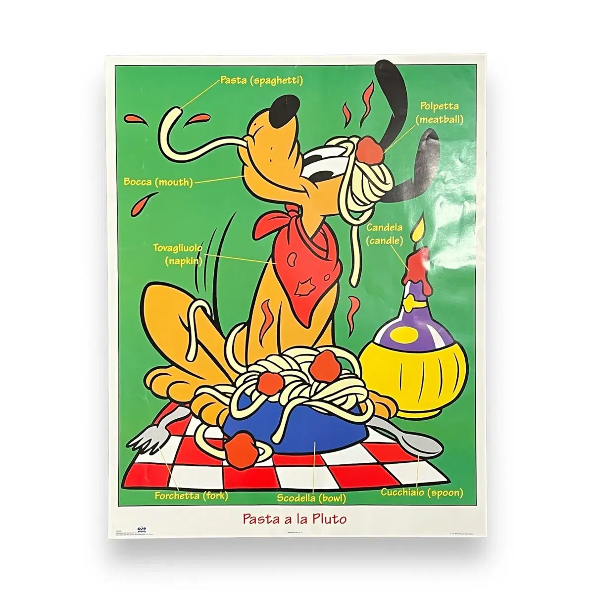 USA Disney "PASTA A LA PLUTO" Poster