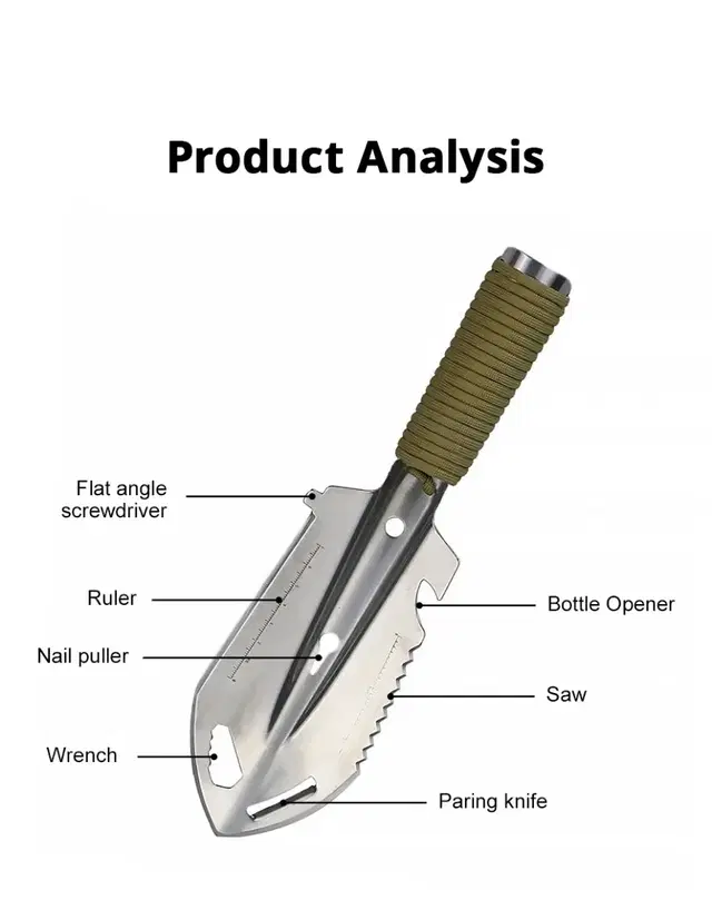 낚시 캠핑 하이킹 다기능 삽 정원 생존 장비