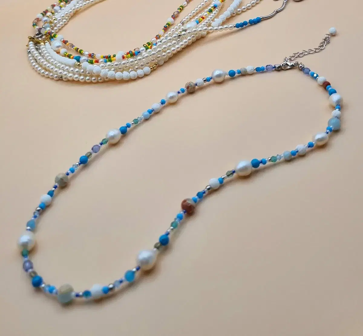 Turquoise freshwater pearl necklace