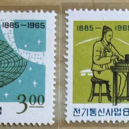 전기통신사업80주년, 2종, 전기통신80년, 단편우표