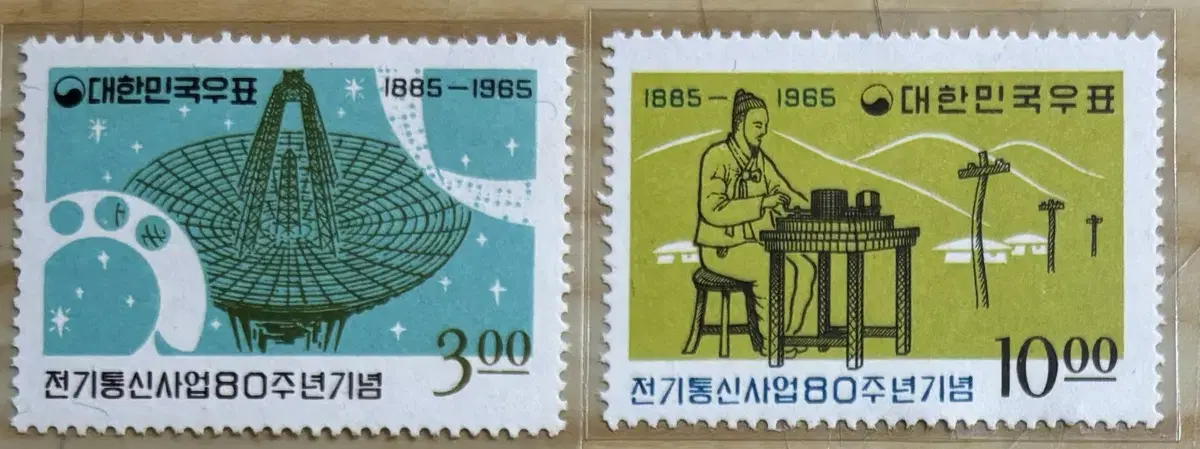 전기통신사업80주년, 2종, 전기통신80년, 단편우표