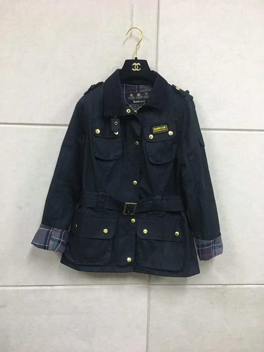 바버 barbour  정품 블랙 레이디 인터내셔날 벨트자켓 66