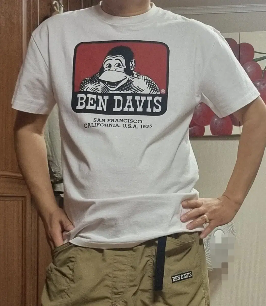 BEN DAVIS Round Short Sleeve T-Shirt White Shirt (L)