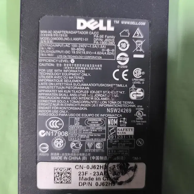 Dell LA90PE1-01, 19.5V 4.62A, 노트북아답터