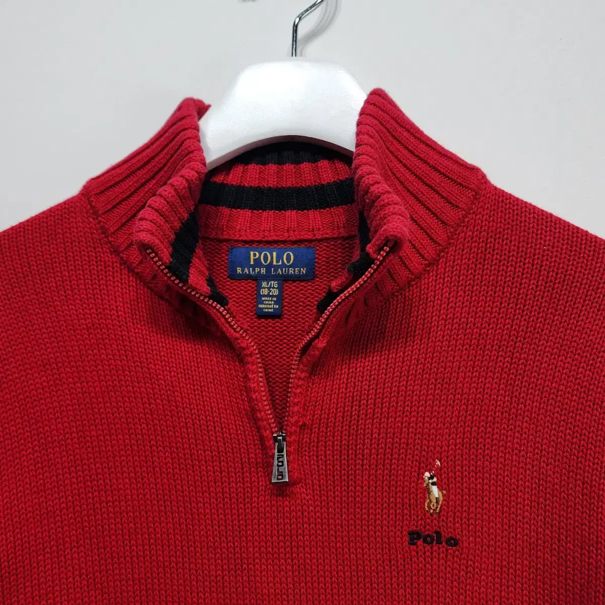 폴로랄프로렌  POLO RALPH LAUREN 반집업 니트스웨터 레드S