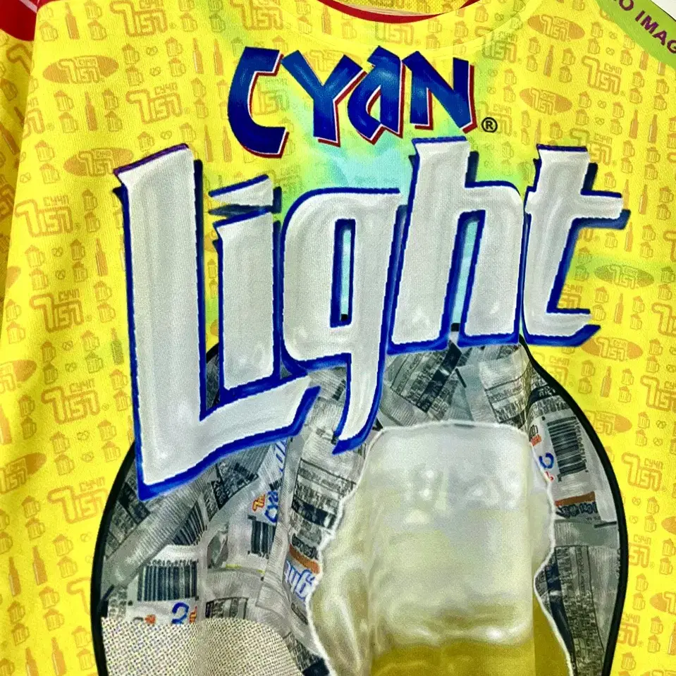 CY4NLIGHT 빈티지 사이키델릭 비어 풀프린팅 스포츠 반팔 티셔츠