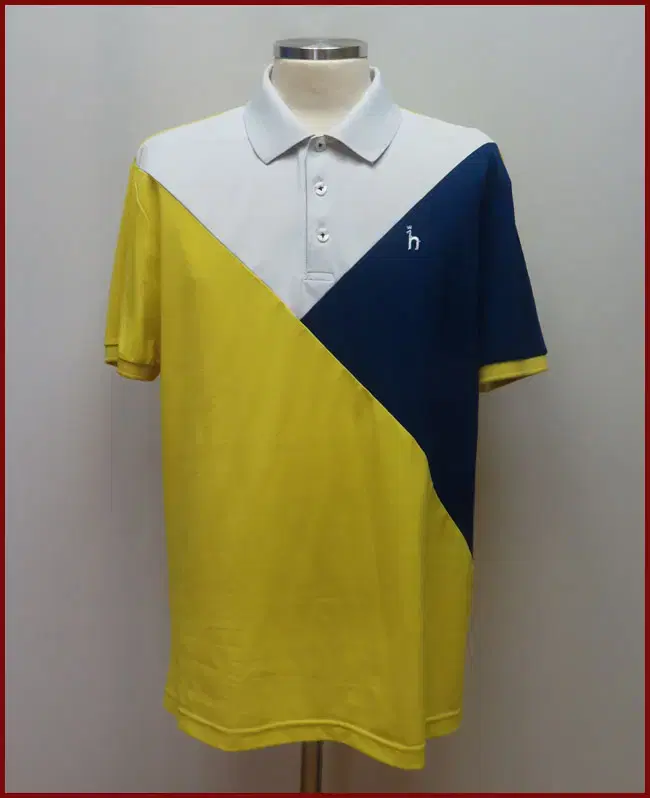 hedgesgolf/yellow short sleeve t-shirt/105 size/button closure(D-8)