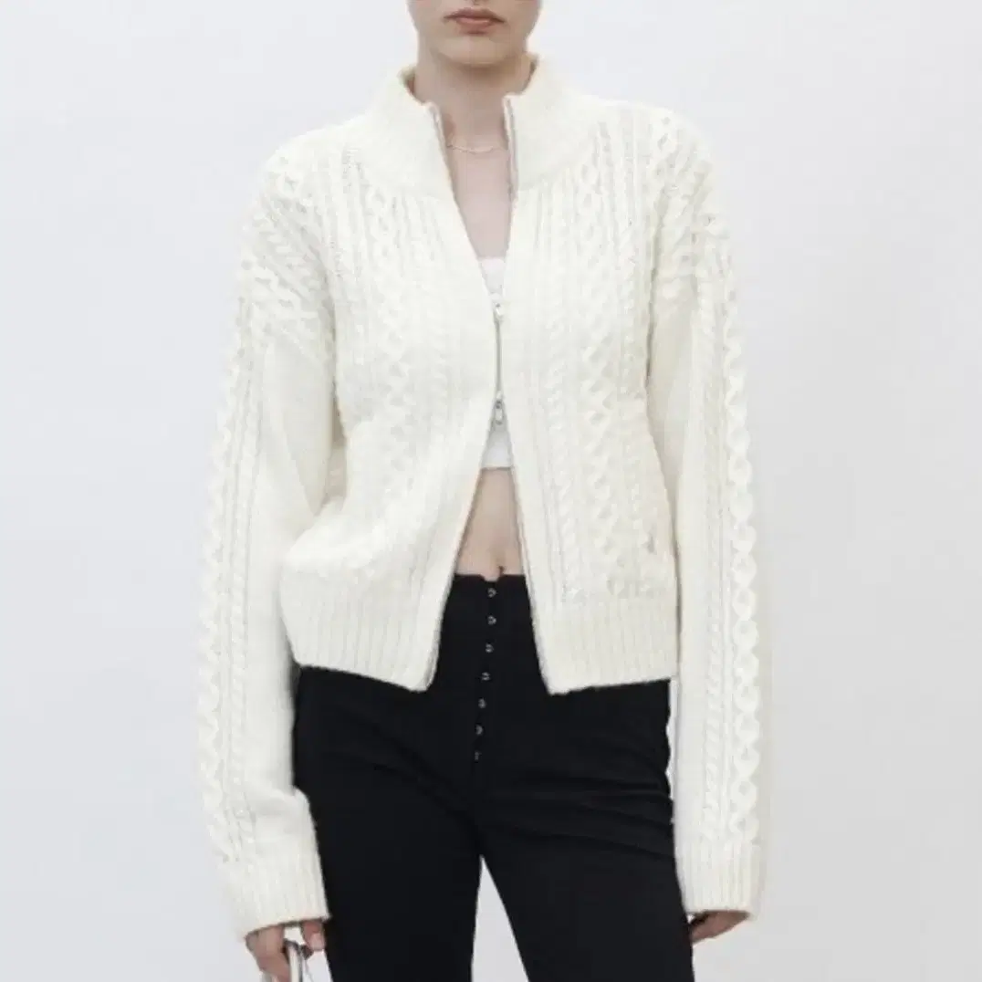 커렌트 current twisted knit zip-up