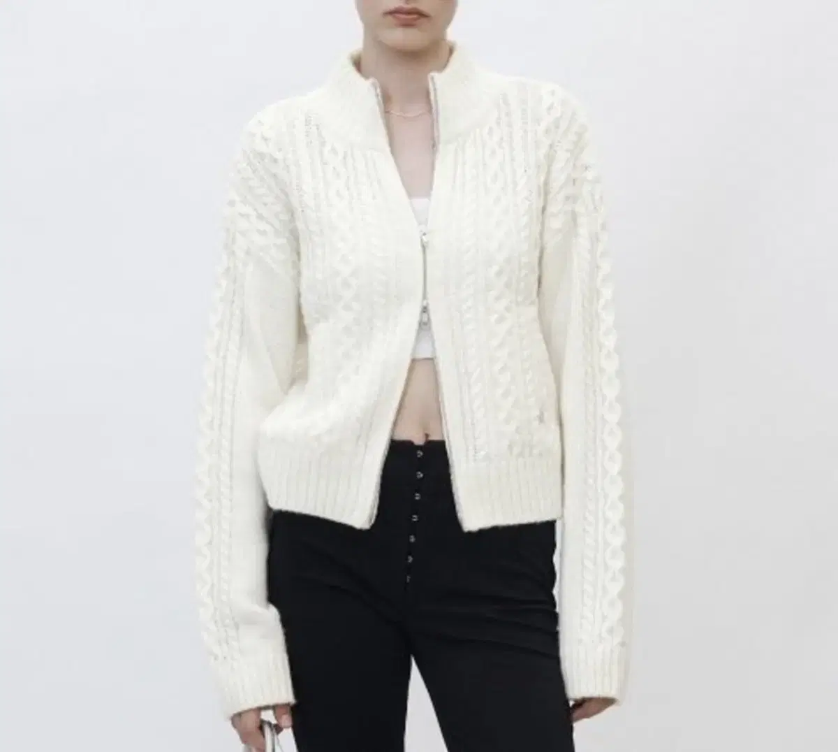 커렌트 current twisted knit zip-up