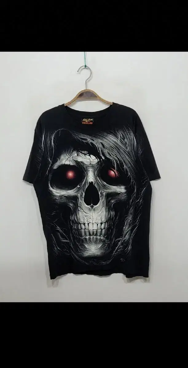 (L) Skull Short Sleeve Tee Black Skull Cotton T-Shirt Metallica