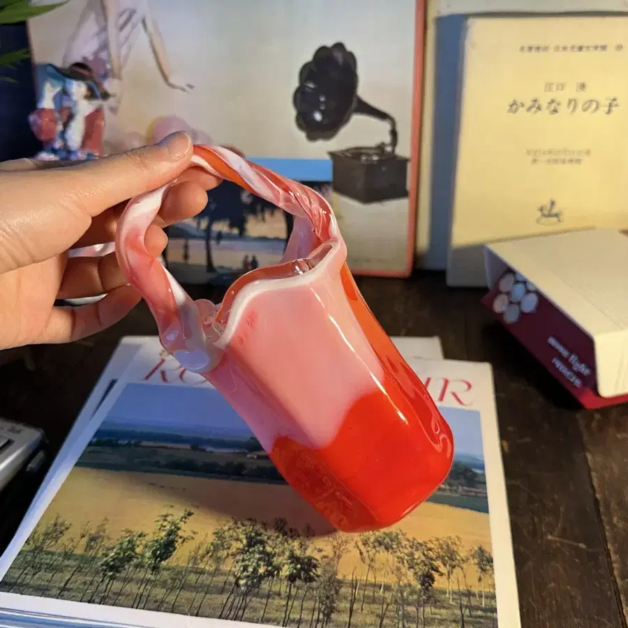 jp vintage red glass