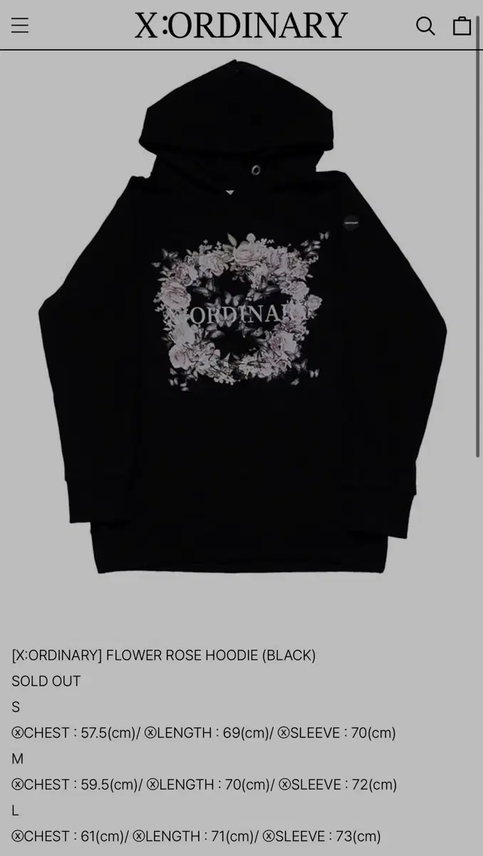 [X:ORDINARY] FLOWER ROSE HOODIE (BLACK)