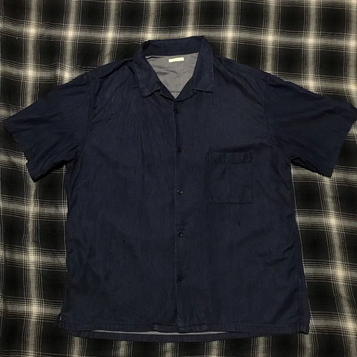 Gu Japan Wide Denim Open Kara Shirt Large