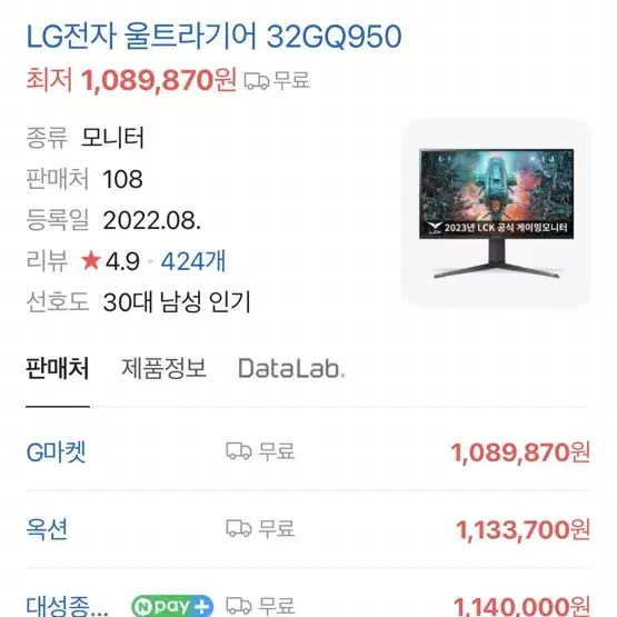 Lg 울트라기어 32gq950 모니터.