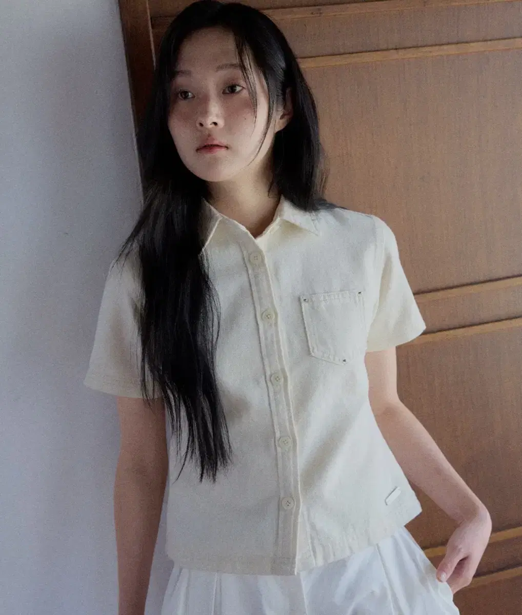 로씨로씨 Denim Pocket Shirt [CREAM] 데님 포켓 셔츠