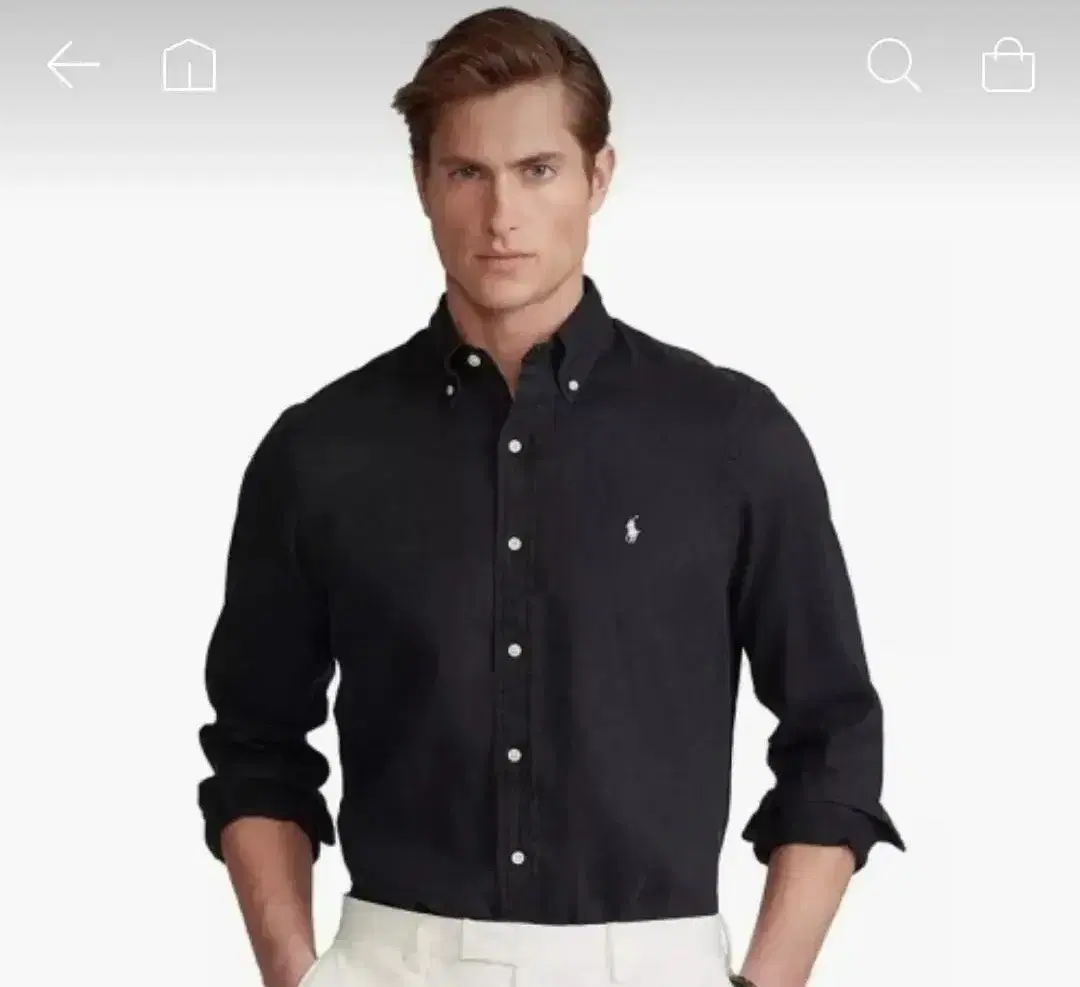 (1착, 정품qr) Ralph Lauren Linen Shirt Black XL (SizeO)