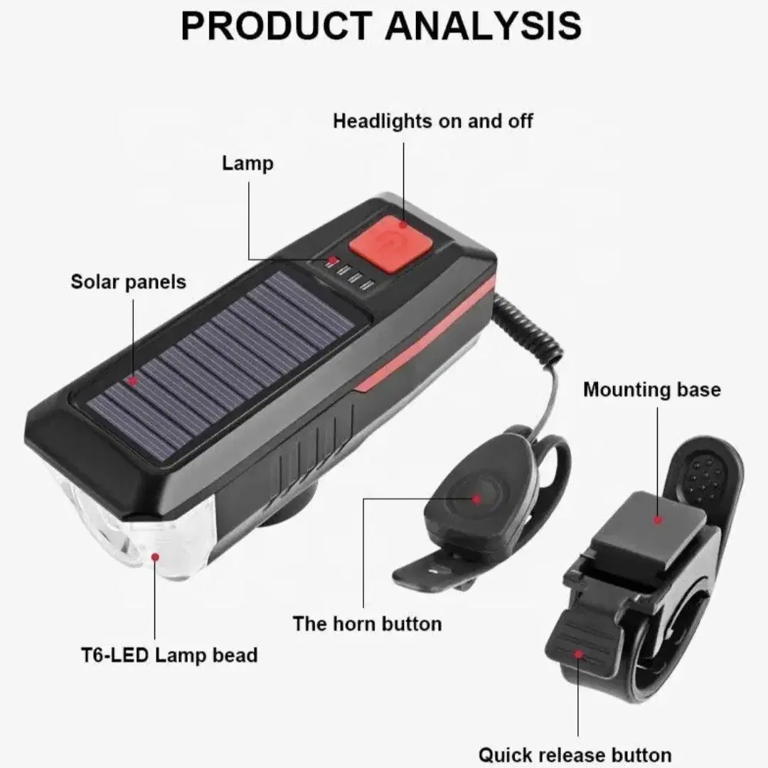 태양열 / USB 듀얼충전 자전거라이트 (전자벨겸용)