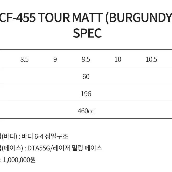 미스테리 CF-455 TOUR-MATT 투어 매트 드라이버 헤드