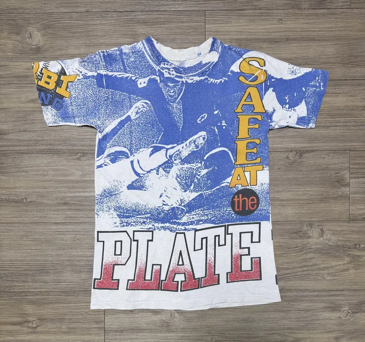 Vintage SAFE AT THE PLATE Baseball AOP T-Shirt