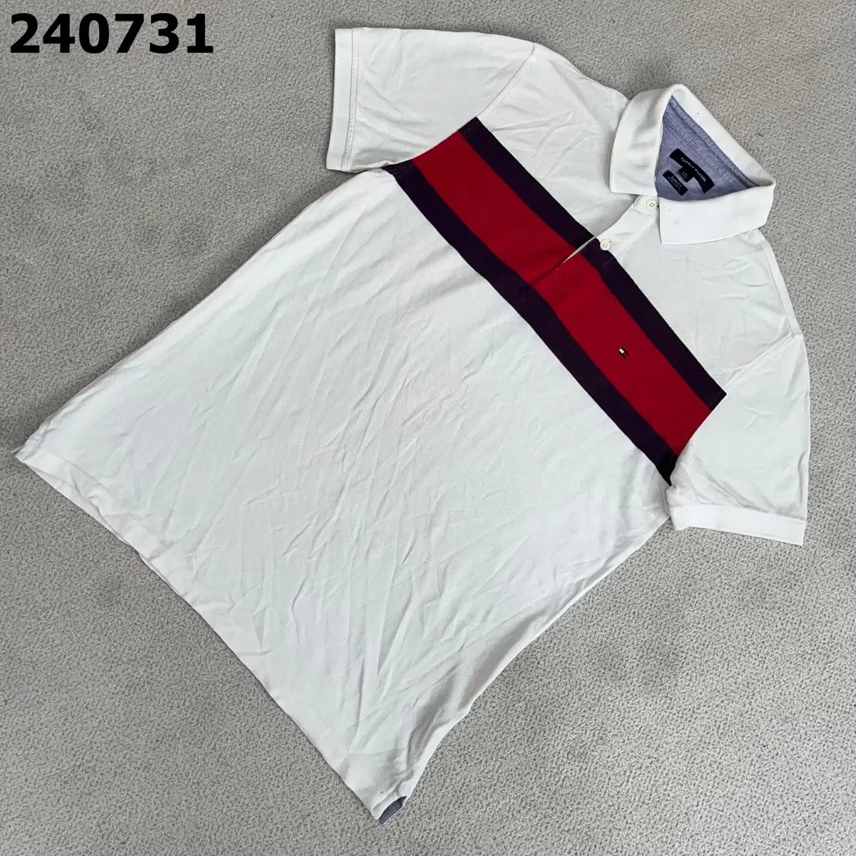 [L] Tommy Hilfiger Slim Fit PK Short Sleeve kara T-shirt 731