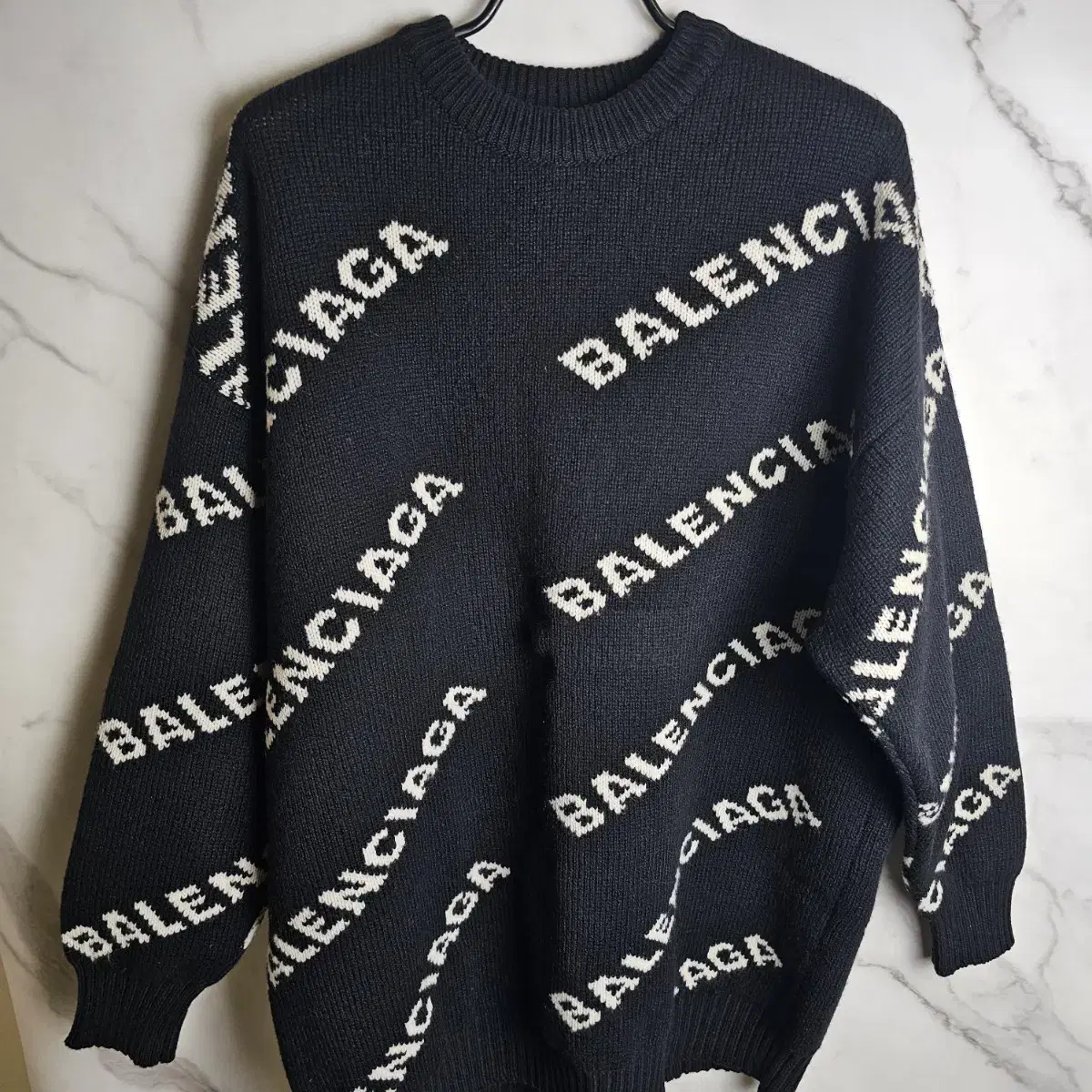 [Size S/S] Balenciaga All-over logo sweater black