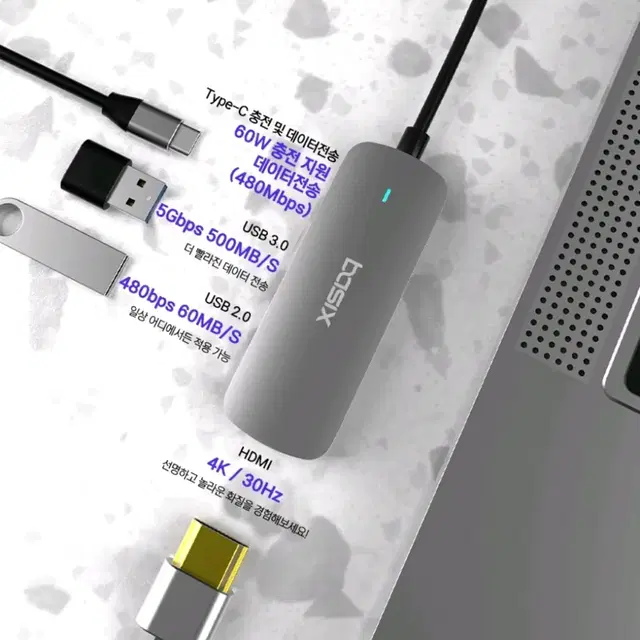 BASIX [미개봉] USB C 타입 4in1 멀티허브 BX4H