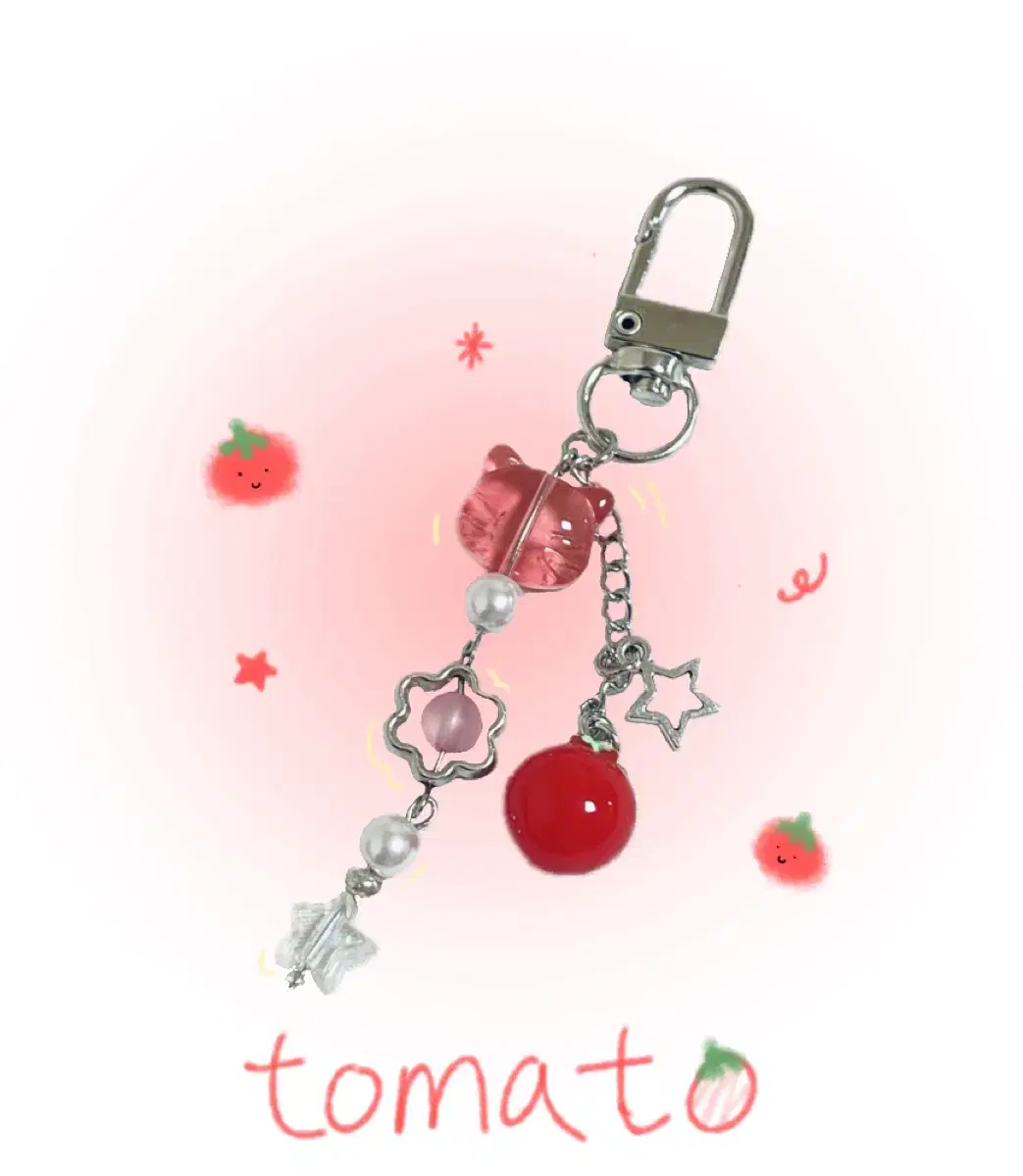 Tomato Love Cat Beads keyring sell | Beads Keyrings Materials Accessories Parts Kitty