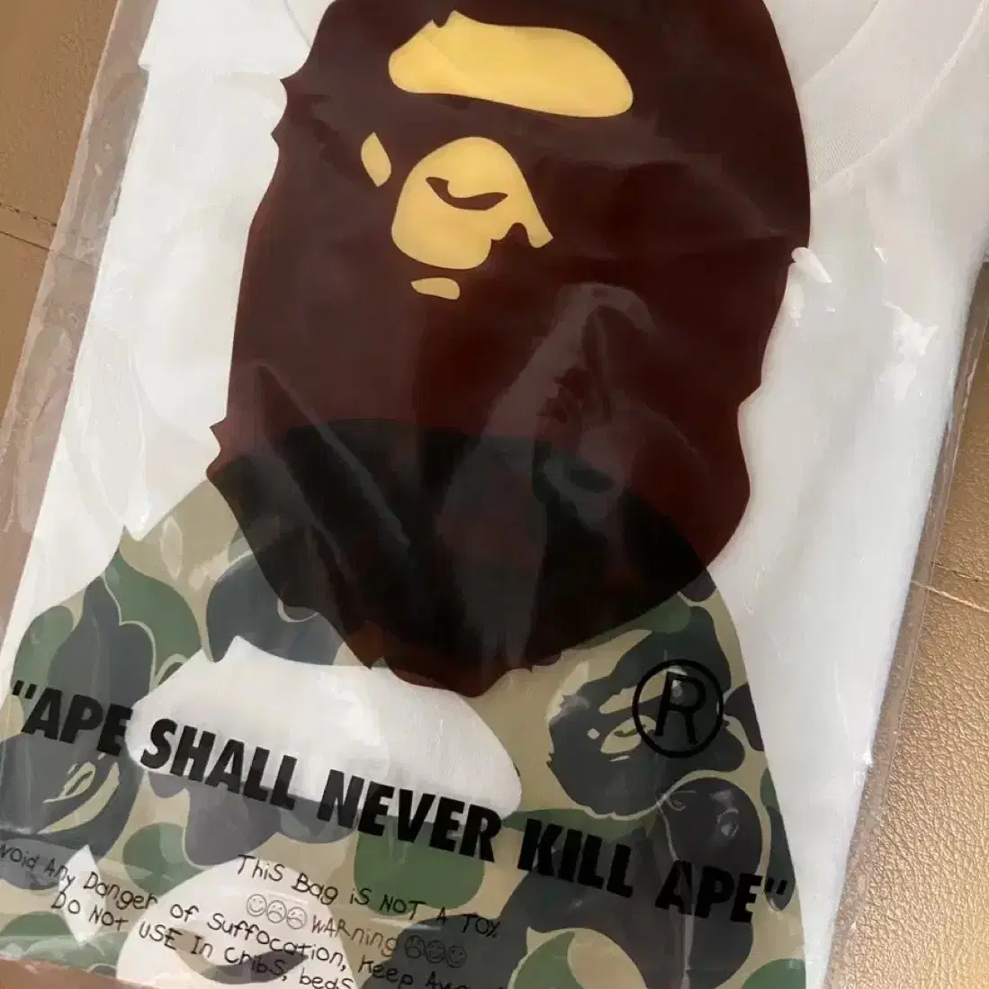 [L] BAPE 베이프 카모 반팔 티 티셔츠 화이트 그린 L