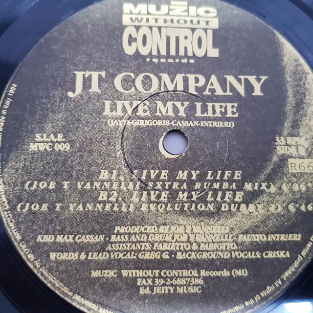 JT Company    Live My Life  LP