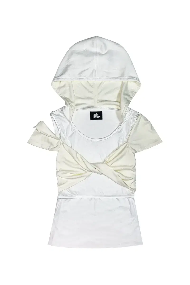 TWIST HALF SLEEVE HOODIE (WHITE) 체메씨