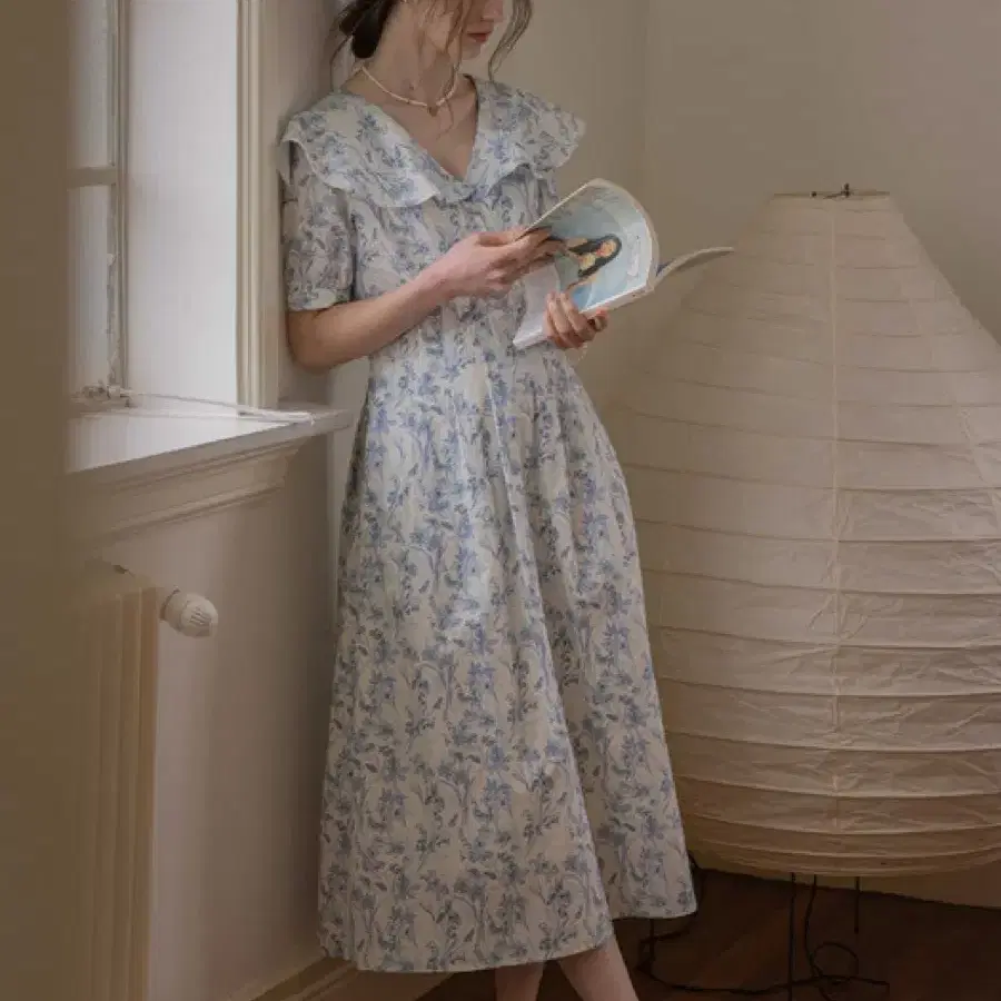 르니나 원피스 SHELLY shawl collar flower dress