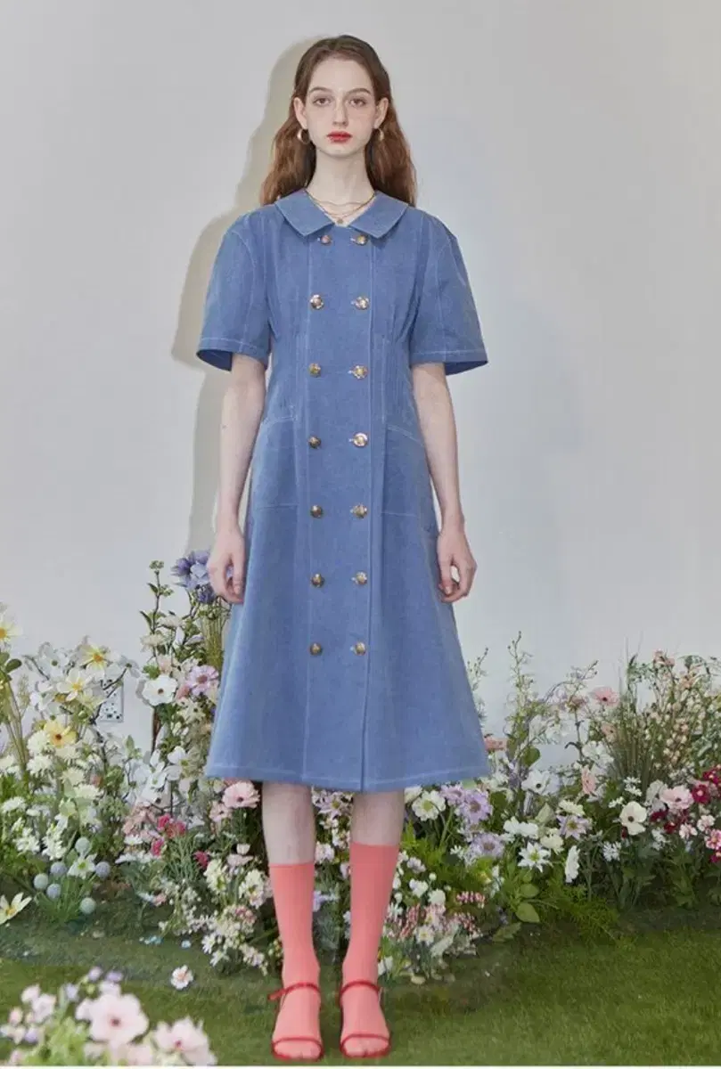 바이탈싸인 Pigment Double Button Long Dress