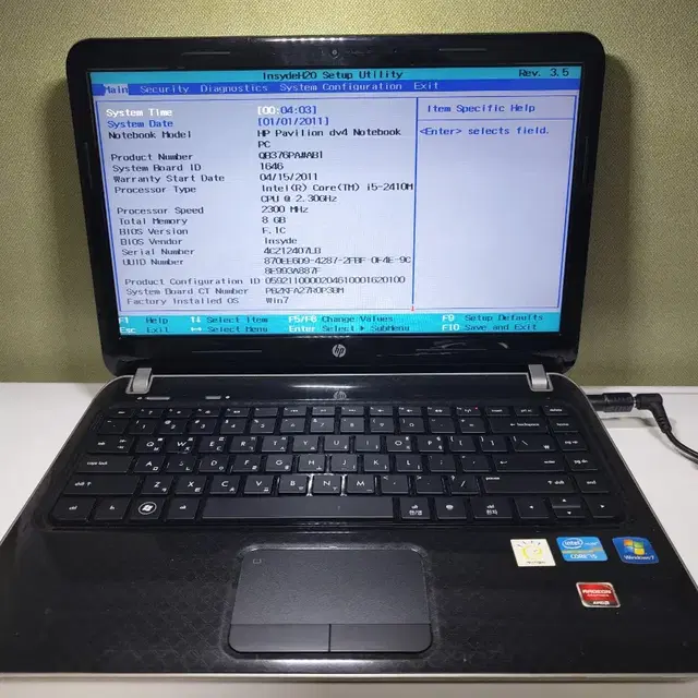 hp 파빌리온 노트북 부품용 dv4 3118TX