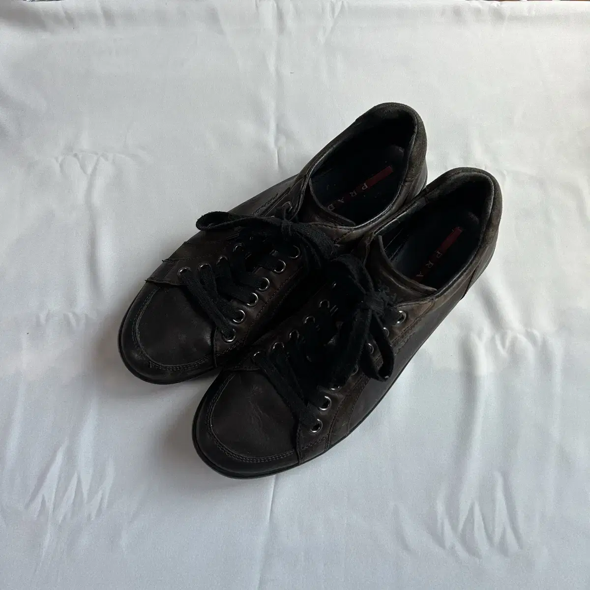 Prada leather sneakers brown